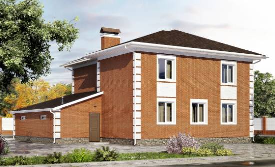 220-004-Л Проект двухэтажного дома и гаражом, классический коттедж из кирпича, Ессентуки