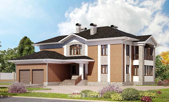 520-002-Л Проект трехэтажного дома и гаражом, красивый дом из твинблока, Железноводск