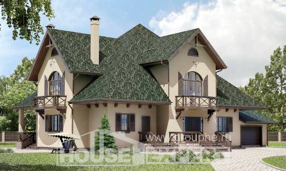 350-001-П Проект двухэтажного дома с мансардным этажом и гаражом, современный домик из газобетона, Новоалександровск