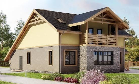 180-011-П Проект двухэтажного дома с мансардой, гараж, средний дом из керамзитобетонных блоков, Ессентуки