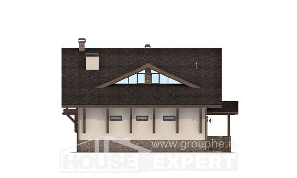 190-007-Л Проект двухэтажного дома мансардный этаж и гаражом, красивый домик из кирпича, Зеленокумск