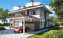 340-001-П Проект двухэтажного дома и гаражом, современный дом из кирпича, Георгиевск