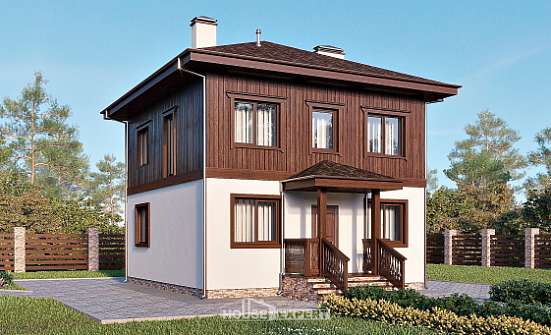 100-006-Л Проект двухэтажного дома, бюджетный коттедж из блока, Новоалександровск