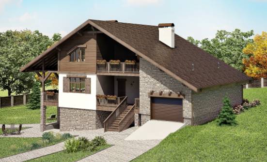 300-003-П Проект трехэтажного дома мансардный этаж, гараж, классический домик из кирпича, Светлоград