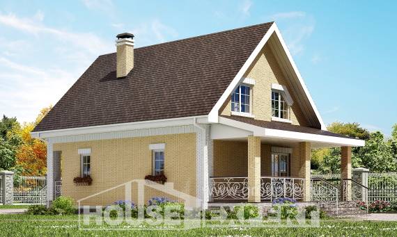 130-004-П Проект двухэтажного дома с мансардой, доступный дом из керамзитобетонных блоков, Железноводск
